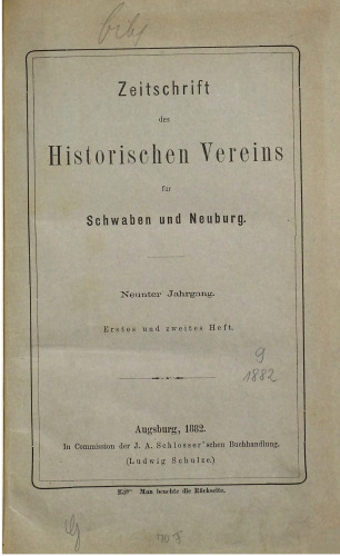 Zeitschrift des Historischen Vereins für Schwaben und Neuburg