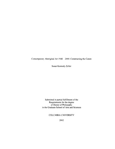Contemporary Aboriginal Art 1948-2000: Constructing the Canon (Phd Thesis)