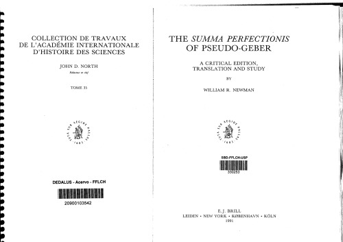 The Summa perfectionis of Pseudo-Geber. A critical edition, translation and study