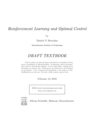 Reinforcement learning and Optimal Control - Draft version [ ed.]