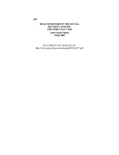 Health Reform in the Social Security System: The Peruvian Case
