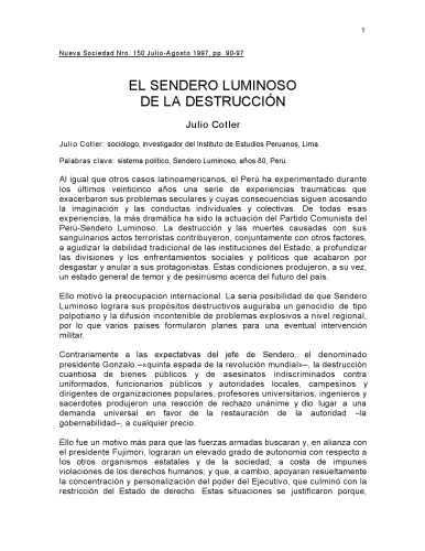 El sendero luminoso de la destrucción