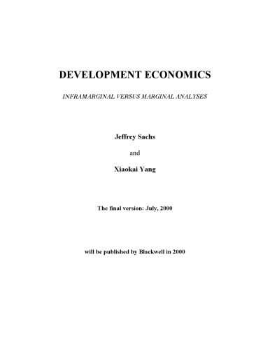 Development Economics: Inframarginal Versus Marginal Analysis