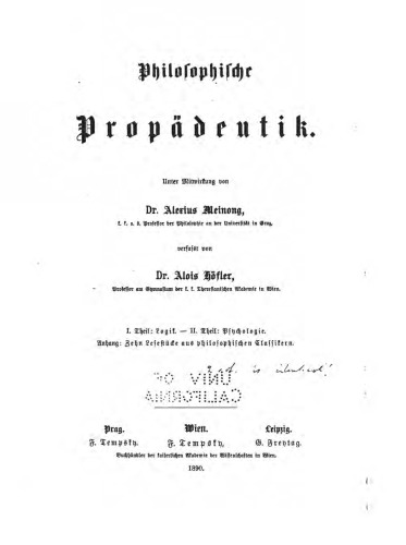 Philosophische Propädeutik. I Theil: Logik