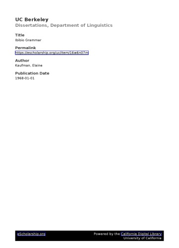 Ibibio Grammar