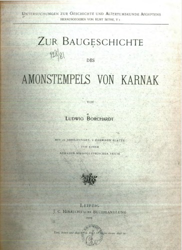 Zur Baugeschichte des Amonstempels von Karnak