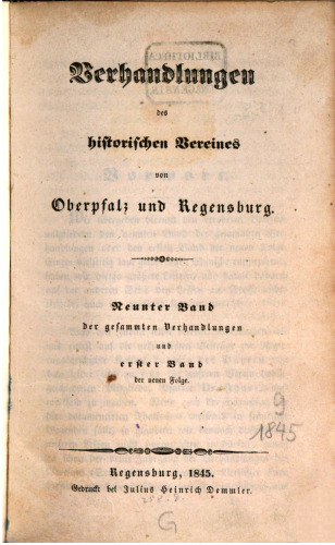 Verhandlungen des Historischen Vereins für Oberpfalz und Regensburg
