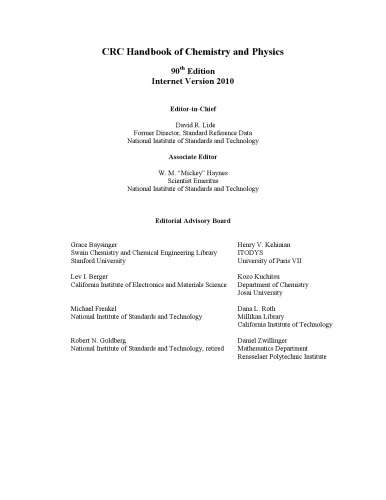 CRC Handbook of Chemistry and Physics 90th ed [internet ed]