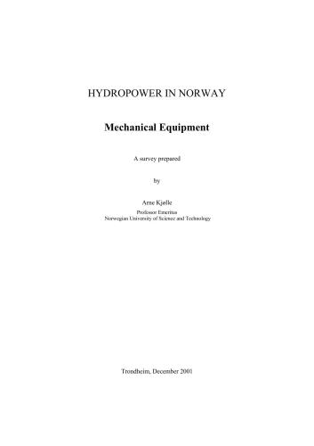 Hydropower in Norway. Mechanical equipment