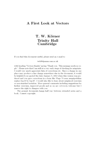 A First Look at Vectors