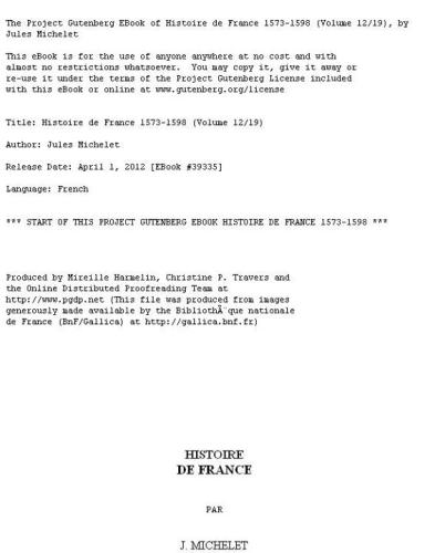 Histoire de France 1573-1598 (Volume 12/19)
