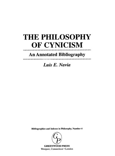 Philosophy of Cynicism. Annotated Bibliography