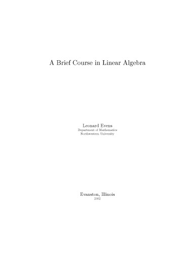 A Brief Course in Linear Algebra