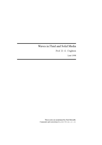 Waves in Fluid and Solid Media