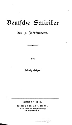 Deutsche Satiriker des 16. Jahrhunderts