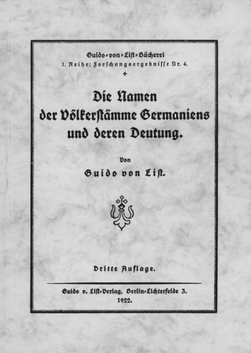 Die Namen der Voelkerstaemme Germaniens und deren Deutung