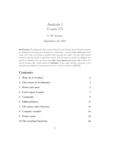 Analysis I