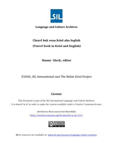 Chravl Buk eena Kriol ahn Inglish (Travel book in Kriol and English)