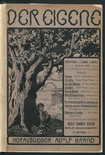 Der Eigene: Neue Folge, 1. Jahrgang, Heft 1, 1. Juliheft 1899