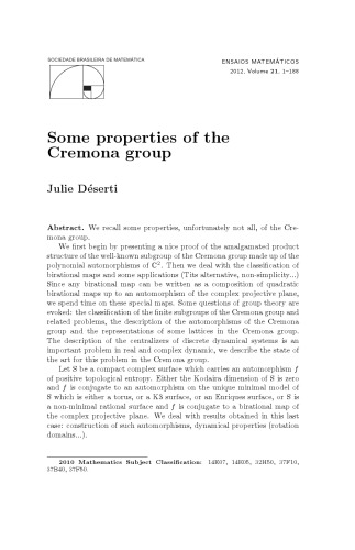 Some properties of the Cremona group