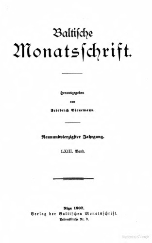 Baltische Monatsschrift