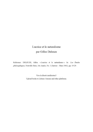 Lucrèce et le naturalisme