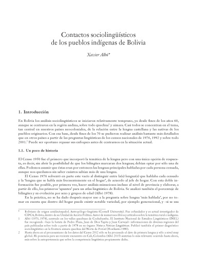 Contactos sociolingüísticos de los pueblos indígenas de Bolivia