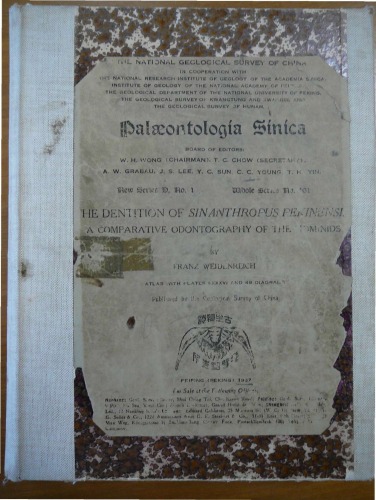 The dentition of Sinanthropus pekinensis;: A comparative odontography of the hominids, ( China. Geological survey Palaeontologia sinica, new ser. D)