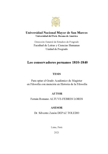 Los conservadores peruanos 1810-1840