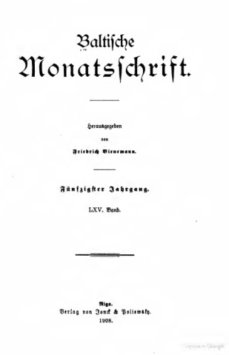 Baltische Monatsschrift