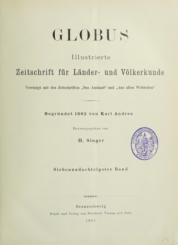 Globus. Illustrierte Zeitschrift für Länder- und Völkerkunde