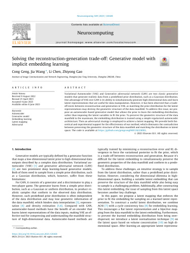 Solving the reconstruction-generation trade-off: Generative model with implicit embedding learning
