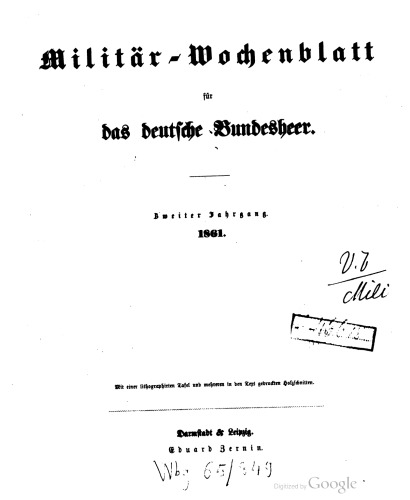 Militär-Wochenblatt für das deutsche Bundesheer