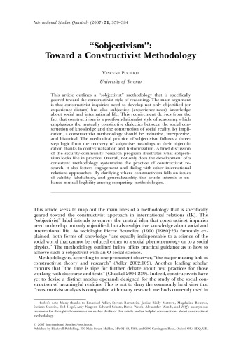 Sobjectivism Towards a Constructivist Methodology