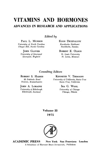 Vitamins and hormones : advances in research and applications. Volume 33