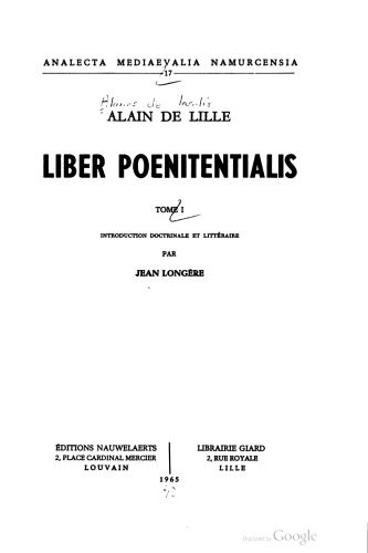 Liber poenitentialis: Introduction doctrinale et littéraire
