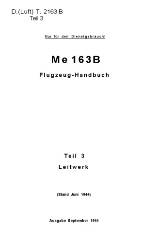 Me 163 B Flugzeug – Handbuch.Teli 3.Leitwerk