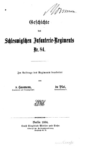 Geschichte des Schleswigschen Infanterie-Regiments Nr. 84