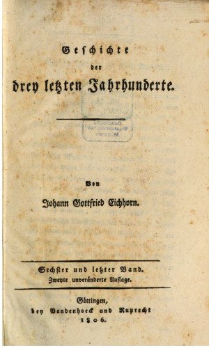 Geschichte der drei letzten Jahrhunderte