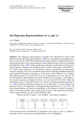 Communications in Mathematical Physics - Volume 307