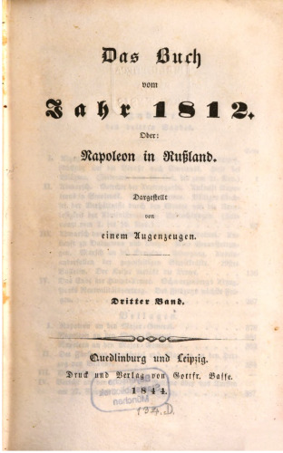 Das Buch vom Jahr 1812; oder: Napoleon in Rußland