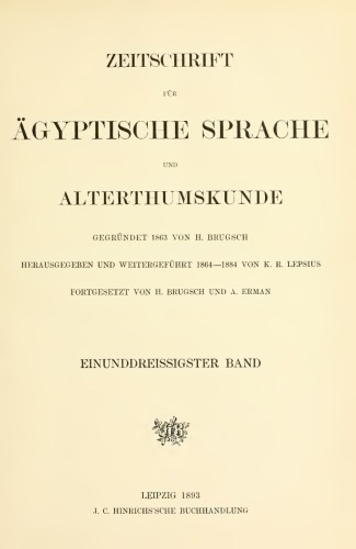 Zeitschrift für Ägyptische Sprache und Altertumskunde