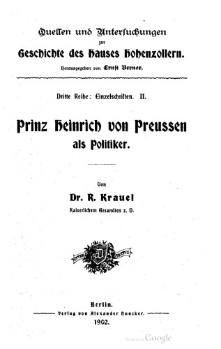 Prinz Heinrich von Preußen als Politiker