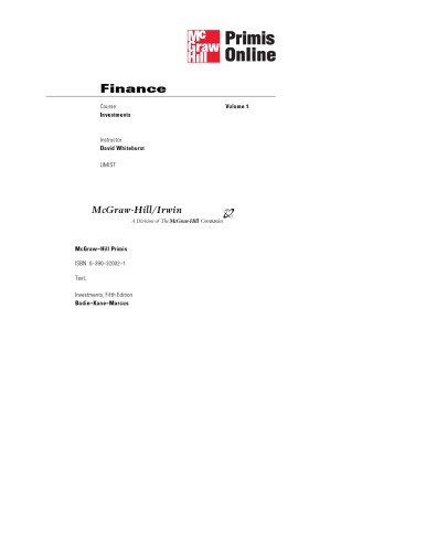 Investments. Volume I.