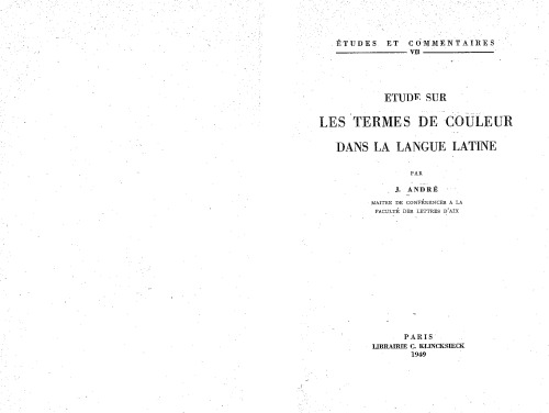 Étude sur les termes de couleur dans la langue latine
