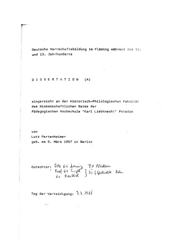 Deutsche Herrschaftsbildung im Fläming während des 12. und 13. Jahrhunderts