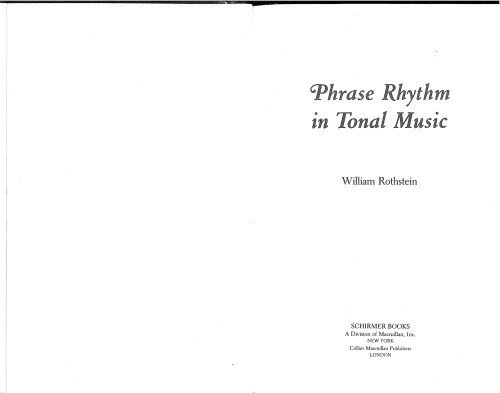 Phrase Rhythm in Tonal Music
