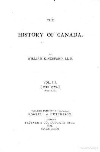 The history of Canada / 1726-1756