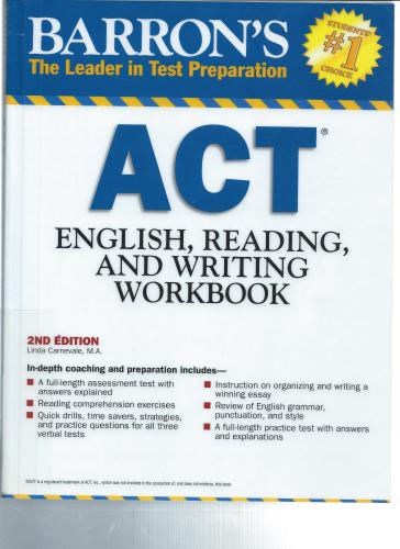 Barron's ACT English, reading, and writing workbook