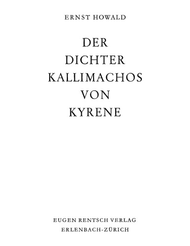 Der Dichter Kallimachos von Kyrene